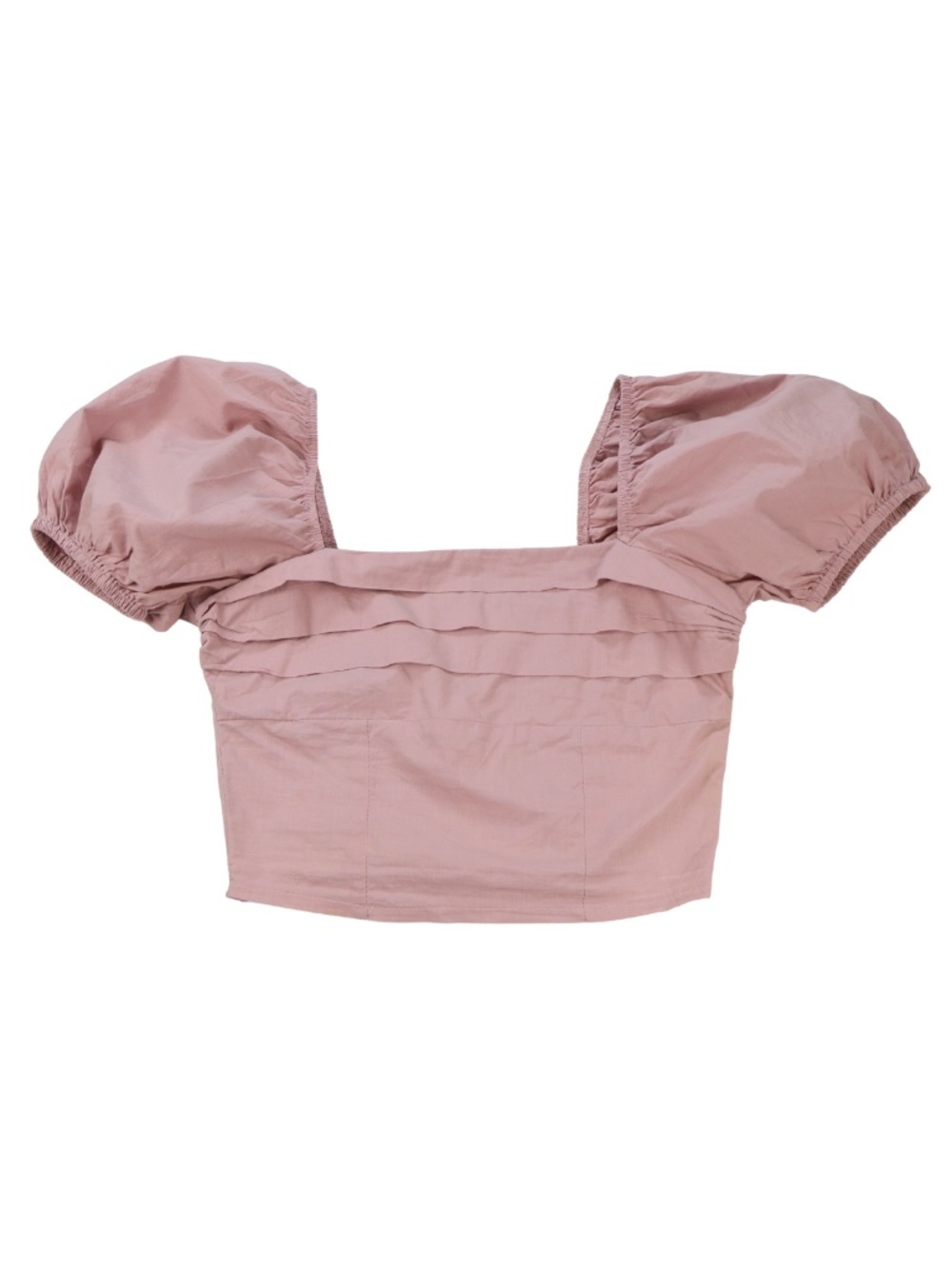 SIM & SAM Dusty Pink Puff Sleeve Crop Top Smocked Cottagecore Size Small